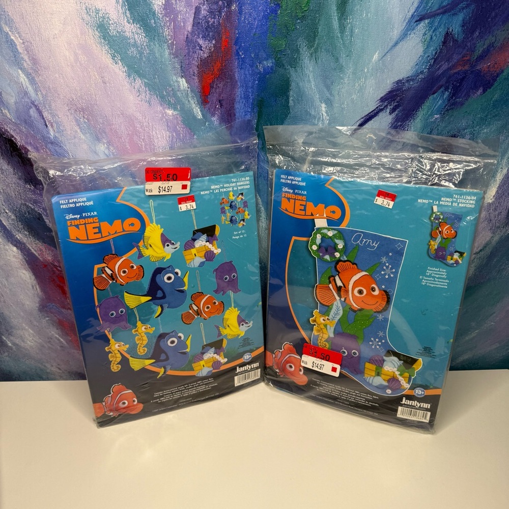 Finding Nemo Holiday Hangers Ornaments & Stocking Craft Kits Janlynn NOS 2007